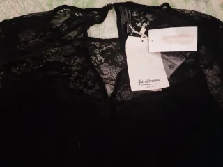 Blusa Stradivarius Negra Encaje Talla M Nueva