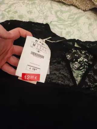 Blusa Stradivarius Negra Encaje Talla M Nueva