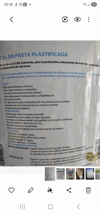 Cal en Pasta BIMSA 12kg