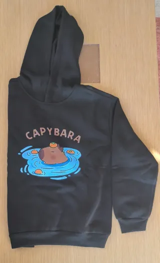Sudadera Capybara Negra Manga Larga Talla M