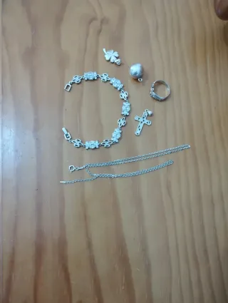 Conjunto de Joyas Plata: Pulsera, Colgantes y Cade