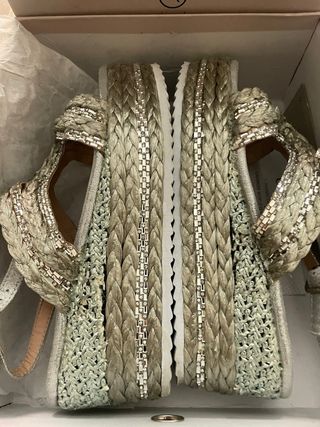 Sandalias Café Noir Talla 38 Doradas/Plateadas