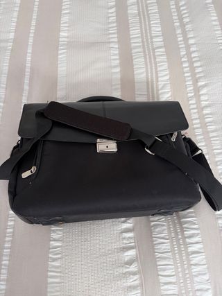 Maletín Samsonite Negro Piel y Tela