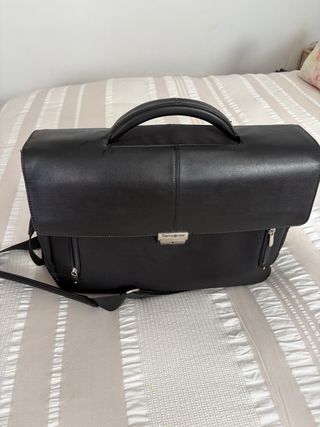 Maletín Samsonite Negro Piel y Tela