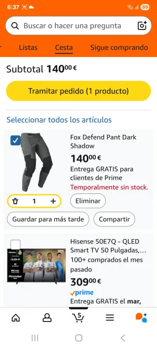 Pantalón Fox Defend Nuevo‼️Talla M en negro