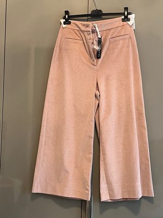 Pantaloni Max&Co velluto gamba larga rosa antico