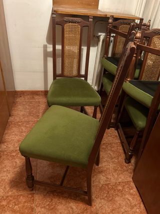 6 Sillas vintage madera y ratán