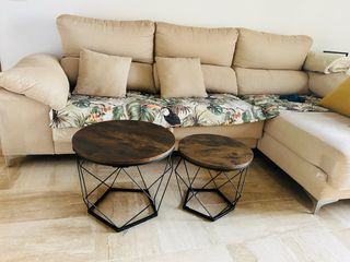 Mesas auxiliares geométricas madera y metal