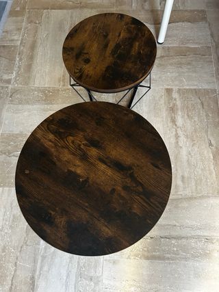 Mesas auxiliares geométricas madera y metal