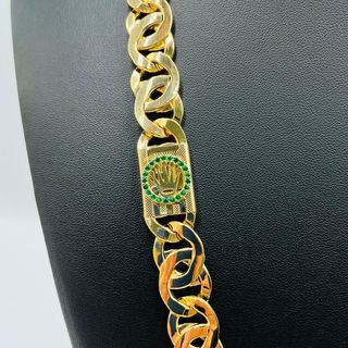 CADENA TIPO CARTIER CORONA CIRCON. VERDES Oro 18K