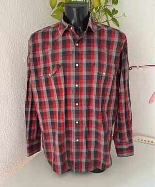 Camisa Wrangler cuadros roja y gris