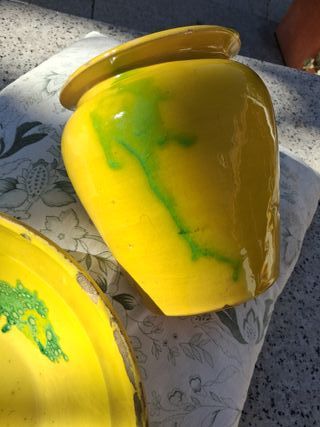 Juego Cerámica Amarilla y Verde