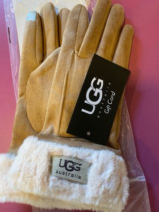 Guantes UGG Beige/Marrón con Forro de Pelo