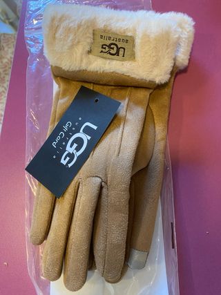 Guantes UGG Beige/Marrón con Forro de Pelo
