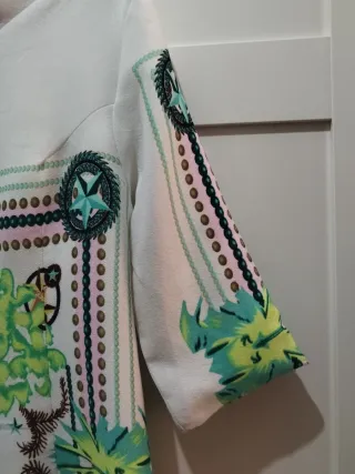 Vestido blanco manga 3/4 estampado