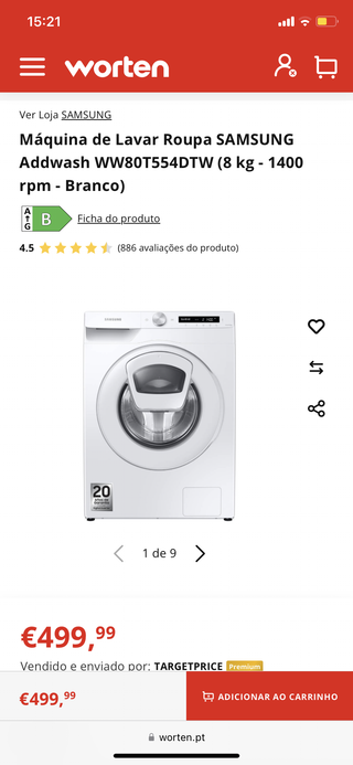 Máquina Lavar Samsung Addwash 8kg