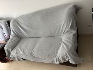 Sofá 3 plazas tela pana naranja y marrón