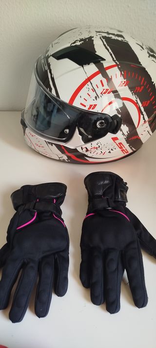 Chaqueta, guantes y casco moto chica Talla M