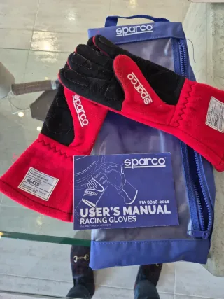 Guantes Karting Sparco Rojos y negro. Talla 10