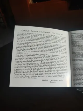 CD. Joaquín Sabina Y Viceversa: En Directo.