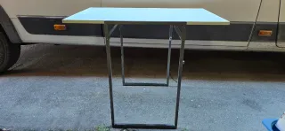 Mesa de cocina plegable blanca y gris