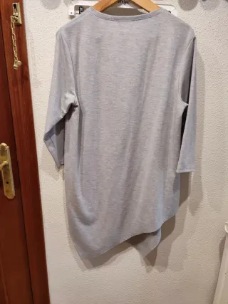 Camiseta larga gris con estampado de búho XXL
