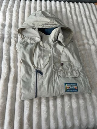 chubasquero Vintage Talla L Beige/Azul