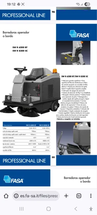 Barredora industrial a batería SW R 6000 BT nueva.