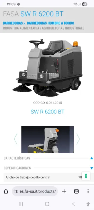 Barredora industrial a batería SW R 6000 BT nueva.