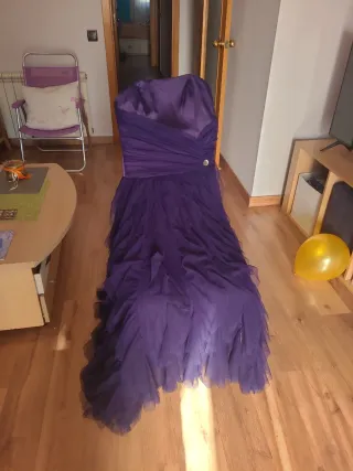 Vestido Morado Fiesta Sin Tirantes