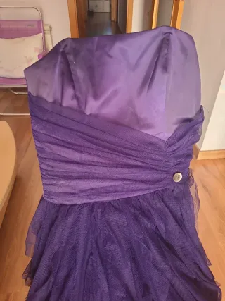 Vestido Morado Fiesta Sin Tirantes