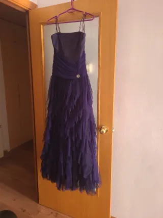 Vestido Morado Fiesta Sin Tirantes