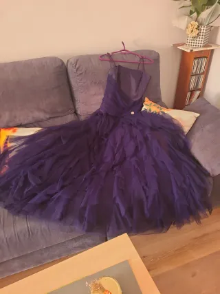 Vestido Morado Fiesta Sin Tirantes