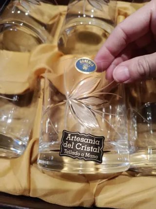 6 Vasos Whisky Cristal Bohemia estuche de Madera
