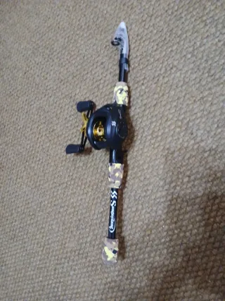 Caña de pescar y carrete de casting