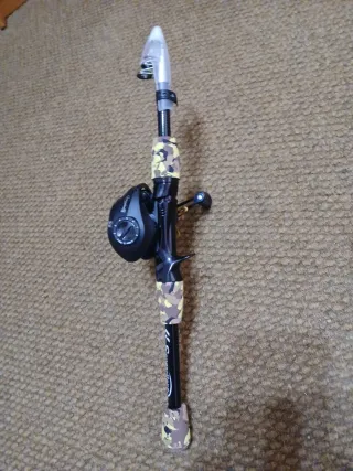 Caña de pescar y carrete de casting