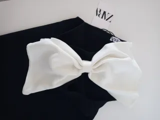 Top Zara Lazo Blanco Negro