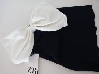 Top Zara Lazo Blanco Negro