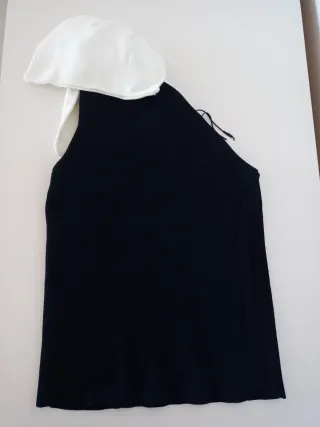 Top Zara Lazo Blanco Negro