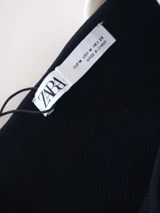 Top Zara Lazo Blanco Negro