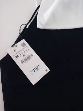 Top Zara Lazo Blanco Negro