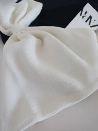 Top Zara Lazo Blanco Negro