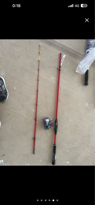 Caña de pesca Daiwa roja