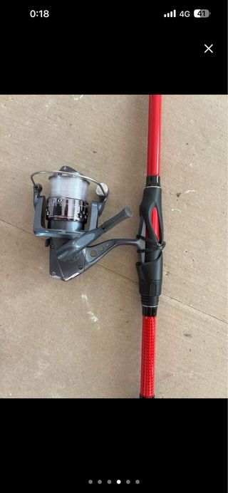 Caña de pesca Daiwa roja