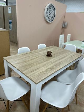 Mesa de comedor madera moderna - 6 sillas
