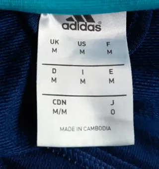 Chaqueta vintage Adidas azul marino y turquesa.