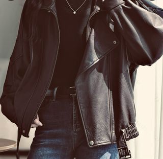 Cazadora polipiel cuello alto y solapa M y L