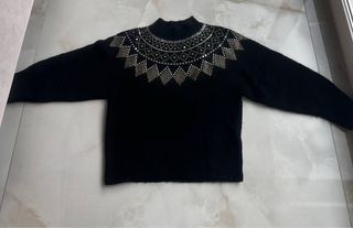 Jersey Sandro Negro Adornos Brillantes