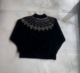 Jersey Sandro Negro Adornos Brillantes