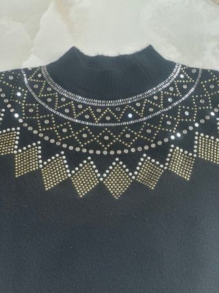 Jersey Sandro Negro Adornos Brillantes
